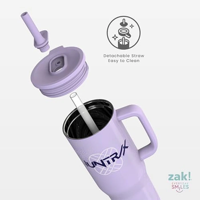 Zak Designs KPop Demon Hunters Sutton Travel Tumbler for On the Go, 30oz Stainless Steel with Vacuum Insulation, Silicone Straw, and Carry Handle for Cold Drinks (Huntrix) by Zak Designs - Image 6