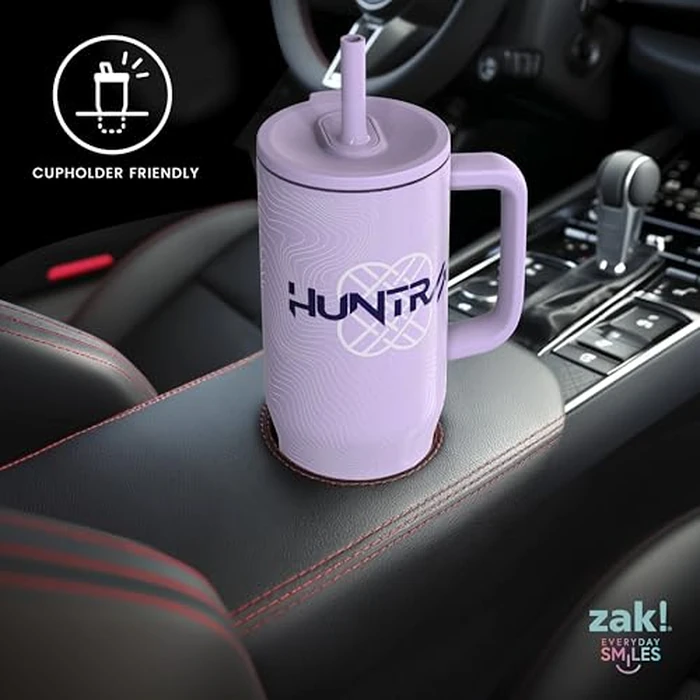 Zak Designs KPop Demon Hunters Sutton Travel Tumbler for On the Go, 30oz Stainless Steel with Vacuum Insulation, Silicone Straw, and Carry Handle for Cold Drinks (Huntrix) by Zak Designs - Image 8