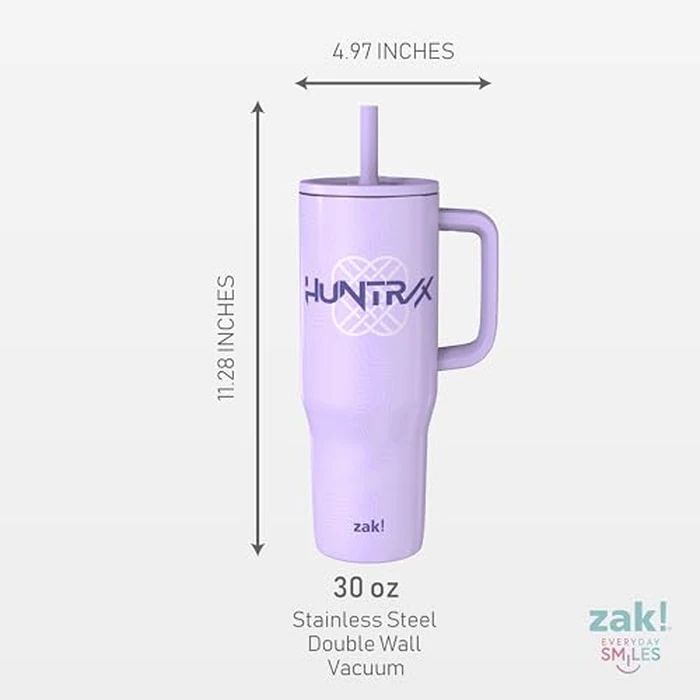Zak Designs KPop Demon Hunters Sutton Travel Tumbler for On the Go, 30oz Stainless Steel with Vacuum Insulation, Silicone Straw, and Carry Handle for Cold Drinks (Huntrix) by Zak Designs - Image 9
