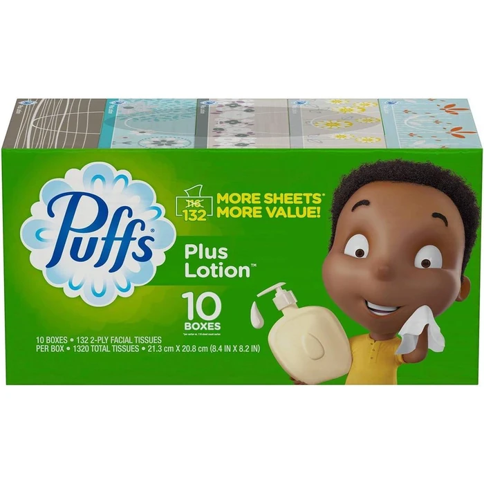 Puffs Plus Lotion Facial Tissues 132-Ply (10 Boxes) - Green by Puffs - Refurbished - Excellent condition - US$37.08