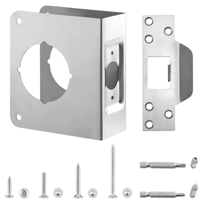 U 9553 Stainless Steel Lock and Door Reinforcement Plate for 1-3/4" Thick Doors and Includes an Door Strike Plate(1-1/4 inches x4-1/2 inches). by Ftyokmi - Image 1