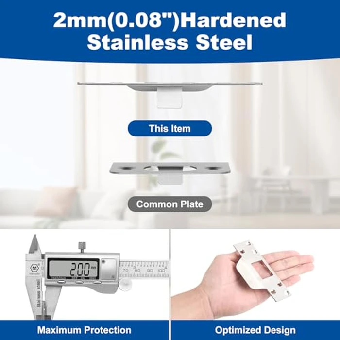 U 9553 Stainless Steel Lock and Door Reinforcement Plate for 1-3/4" Thick Doors and Includes an Door Strike Plate(1-1/4 inches x4-1/2 inches). by Ftyokmi - Image 5