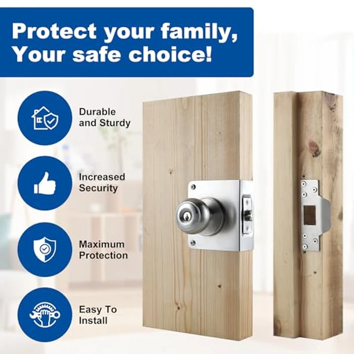 U 9553 Stainless Steel Lock and Door Reinforcement Plate for 1-3/4" Thick Doors and Includes an Door Strike Plate(1-1/4 inches x4-1/2 inches). by Ftyokmi - Image 6