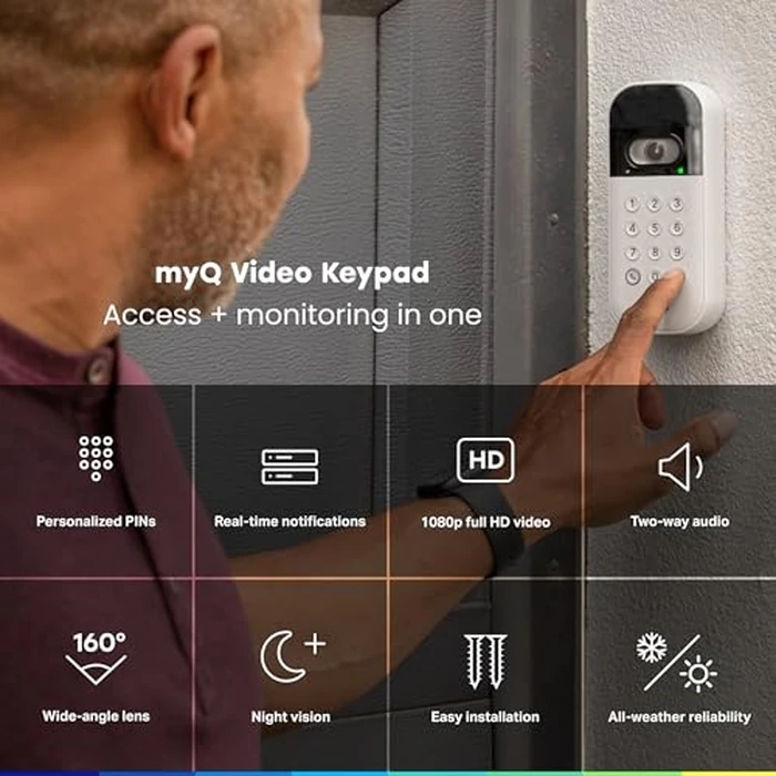 myQ Smart Garage Door Video Keypad with Wide-Angle Camera,Customizable PIN Codes,and Smartphone Control-Take Charge of Your Garage Access Works with Chamberlain, LiftMaster and Craftsman openers,White by CHAMBERLAIN - Image 3