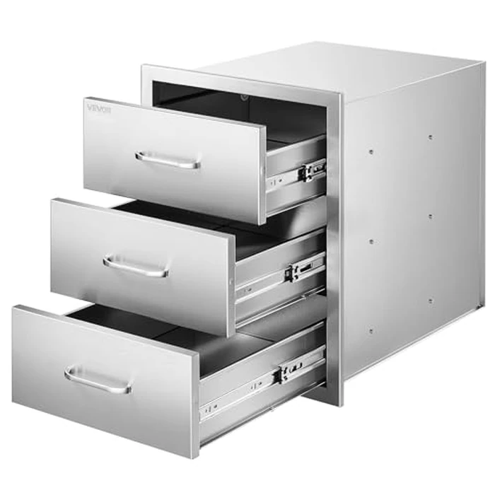 VEVOR Outdoor Kitchen Drawers 18.11" W x 23.23" D x 23.23" H, Triple-Access Stainless Steel Modular Drawer Cabinet with Handles, BBQ Island Drawer for Outdoor Kitchen or BBQ Island Patio Grill Station by VEVOR - Used - Good condition - US$124.72
