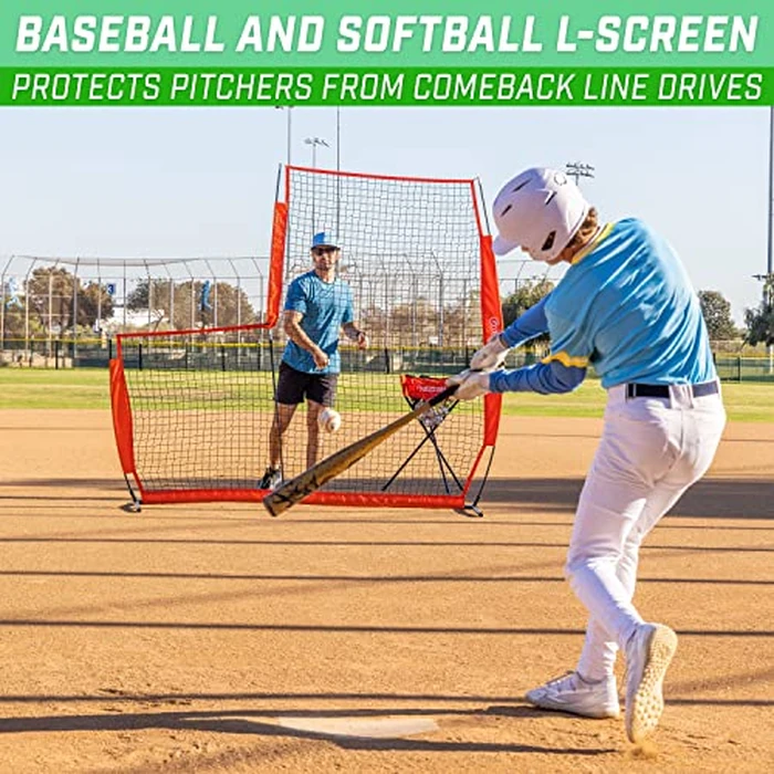 GoSports 7 ft x 7 ft Baseball & Softball L Screen - Pitcher Protection Net with Carrying Case by GoSports - Image 2