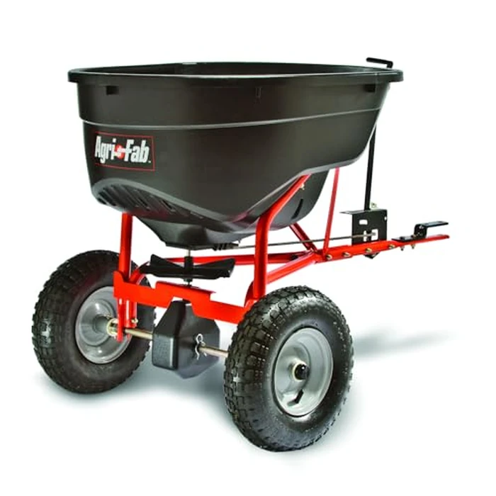 Agri-Fab 45-0463 Pull Behind Broadcast Spreader,130 lb. Hopper Capacity Designed for Seed, Fertilizer, Salt, Ice Melt with Universal Hitch,12 ft. Spread Width for Riding Lawn Mowers and Lawn Tractors by Agri-Fab - Used - Like New condition - US$189.99