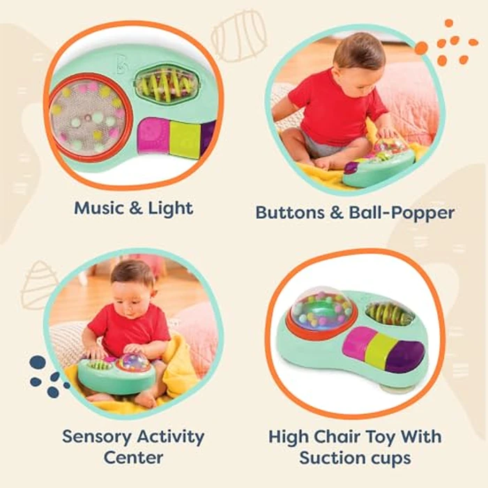 B. toys - Baby Activity Station - High Chair Suction Cup Toy with Music & Lights - Sensory Activity Center - Developmental Toys for Babies, Infants - whirly pop - 6+ Months by B. toys - Image 3