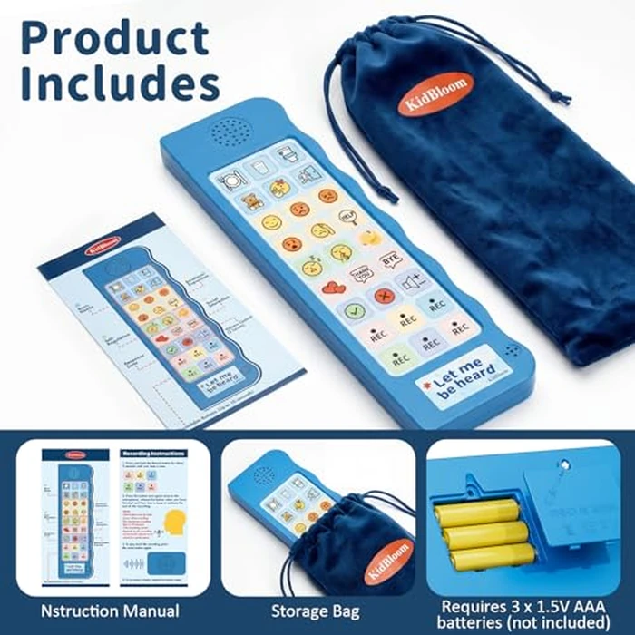 KidBloom AAC Device for Autism, Non Verbal Communication Tools for Kids, With 6 Programmable Buttons & Adjustable Volume, Autism Sensory Products for Kids 3-7 by KidBloom - Image 7