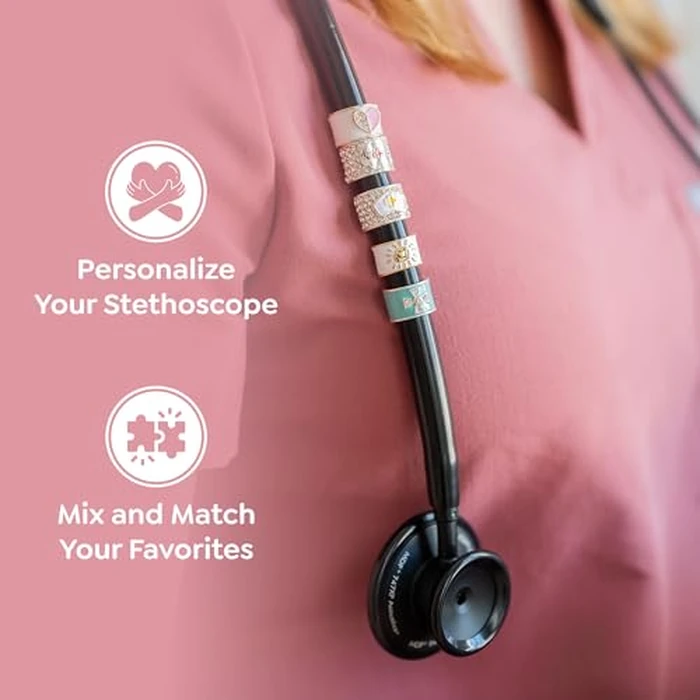 charMED Custom Stethoscope Charms - Bling Monogram Charm - Gifts for Nurses, Doctors, Veterinarians & Healthcare Professionals - Metal Silver 0.5" Ring Charm (Letter H) by charMED - Image 2