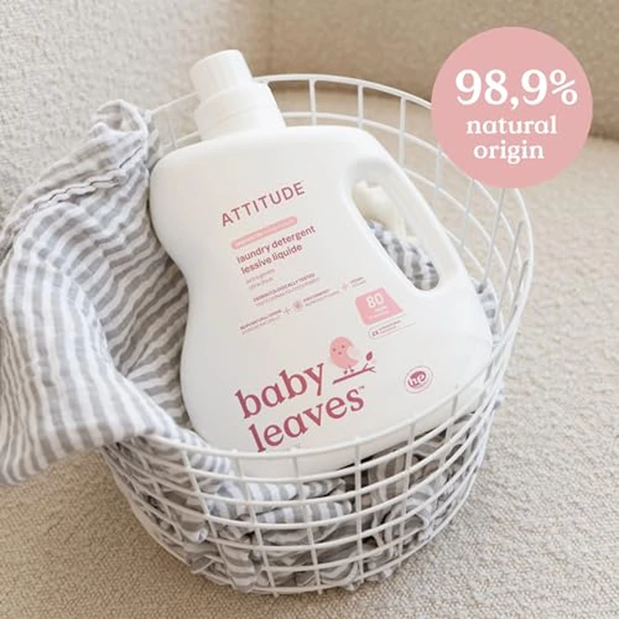 ATTITUDE Baby Laundry Detergent Liquid, EWG Verified, Safe for Baby Clothes, Infant and Newborn, Vegan and Naturally Derived Washing Soap, HE Compatible, Unscented, 80 Loads, 67.6 Fl Oz by ATTITUDE - Image 3
