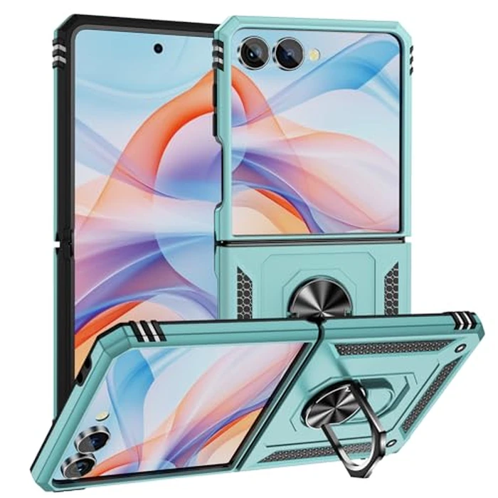 Asuwish Phone Case for Samsung Galaxy Z Flip 7 5G Cover Magnetic Stand Ring Holder Cell Accessories Heavy Duty Rugged Protective Shockproof ZFlip 7Z Z7 G Flip7 ZFlip7 Girls Women Men Dark Green by Asuwish - Used - Very Good condition - CA$11.15