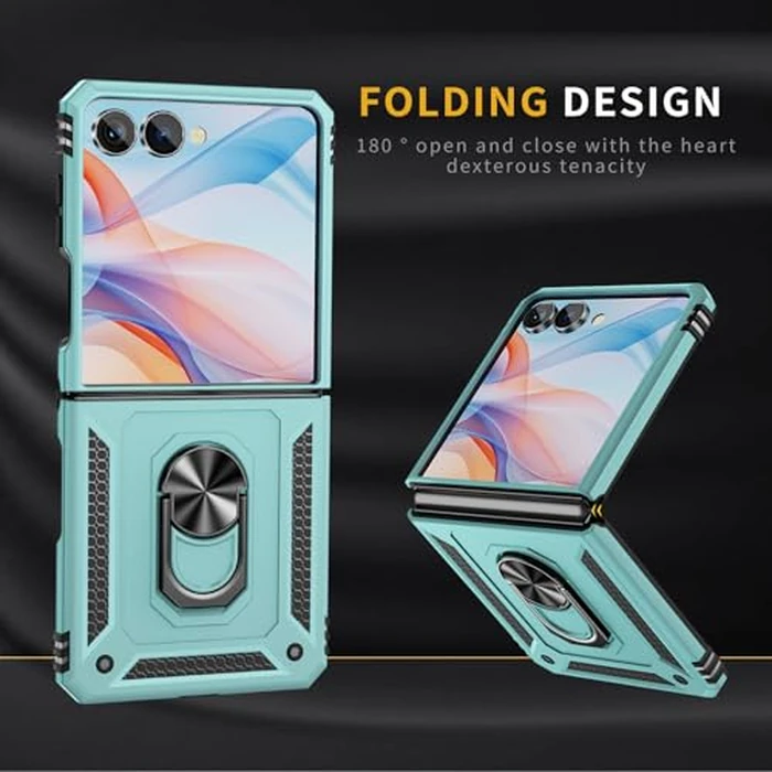 Asuwish Phone Case for Samsung Galaxy Z Flip 7 5G Cover Magnetic Stand Ring Holder Cell Accessories Heavy Duty Rugged Protective Shockproof ZFlip 7Z Z7 G Flip7 ZFlip7 Girls Women Men Dark Green by Asuwish - Image 5