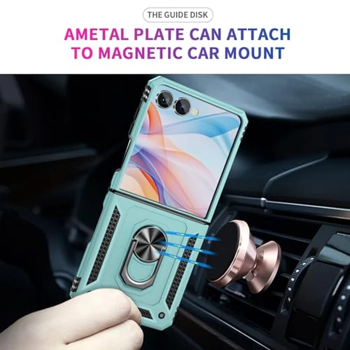 Asuwish Phone Case for Samsung Galaxy Z Flip 7 5G Cover Magnetic Stand Ring Holder Cell Accessories Heavy Duty Rugged Protective Shockproof ZFlip 7Z Z7 G Flip7 ZFlip7 Girls Women Men Dark Green by Asuwish - Image 6