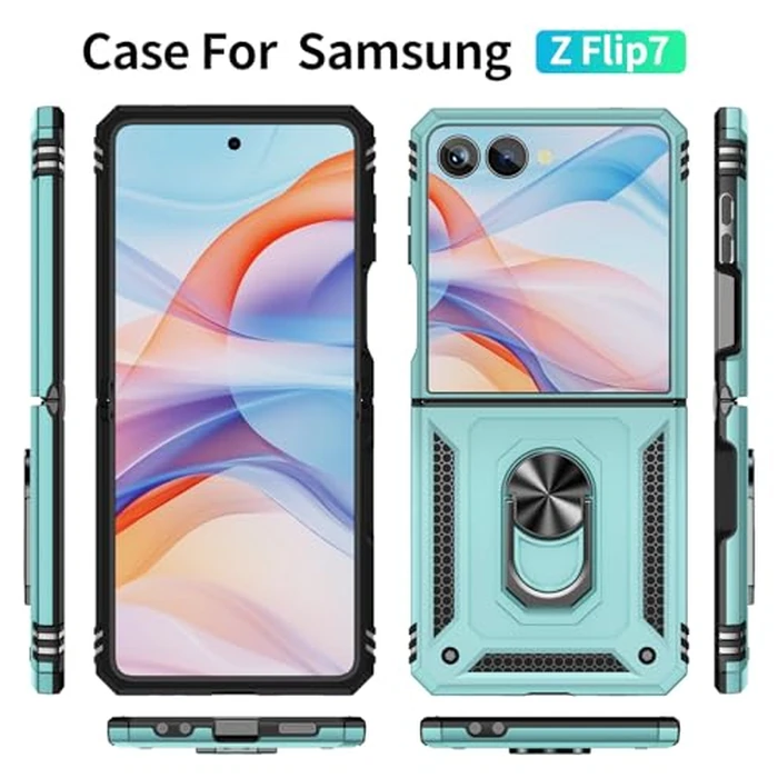 Asuwish Phone Case for Samsung Galaxy Z Flip 7 5G Cover Magnetic Stand Ring Holder Cell Accessories Heavy Duty Rugged Protective Shockproof ZFlip 7Z Z7 G Flip7 ZFlip7 Girls Women Men Dark Green by Asuwish - Image 8
