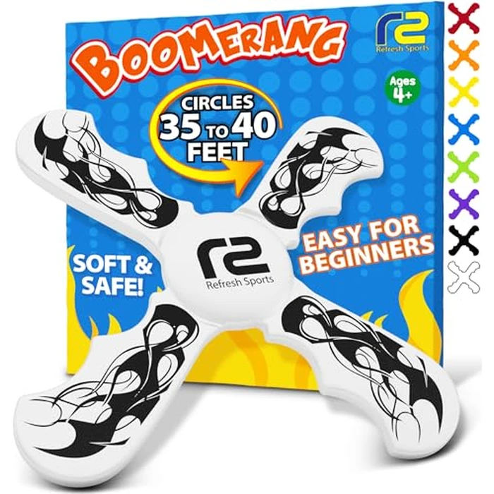 Boomerang for Kids - It Really Does Fly Back - Fun & Easy to Use Toy for Boys & Girls - Soft Foam Design Allows for Safe Play & Great Beginner Toy Gift Idea for Boys - Birthday Gift Ideas Stuffers by Refresh Sports - Used - Like New condition