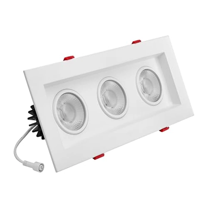 Maxxima 4 inch Three Head Slim Square Recessed Anti-Glare LED Gimbal Downlight Canless IC Rated, 3000 Lumens 5 Color Temperature Selectable 2700K/3000K/3500K/4000K/5000K Dimmable 90 CRI J-Box Included by Maxxima - Image 3