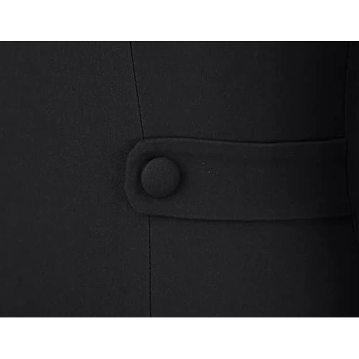 MUXXN Women's Vintage Slim Style Midi 3/4 Sleeve V Neck Bodycon Cocktail Business Pencil Dress Black S by MUXXN - Image 2