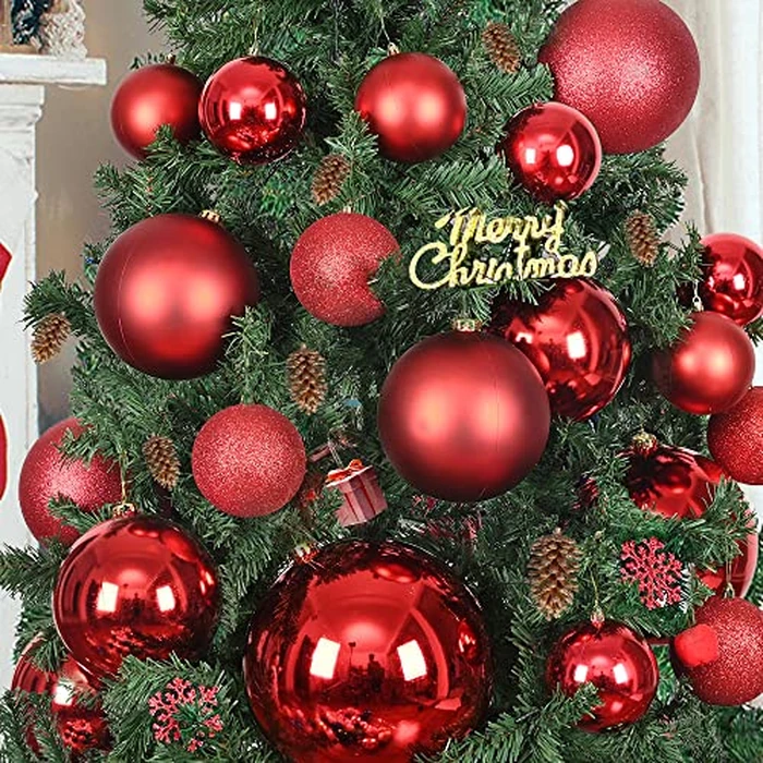 Benjia Extra Large Size Outdoor Christmas Ornaments, Oversized Huge Big Shatterproof Xmas Christmas Plastic Balls for Outside Lawn Yard Tree Hanging Decorations (8"/200mm, Red, 8 Packs) by Benjia - Image 2