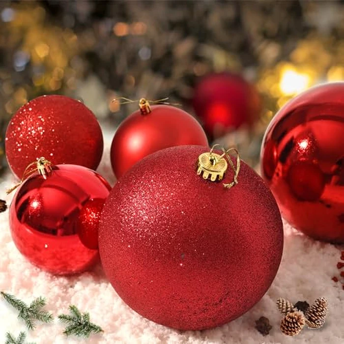 Benjia Extra Large Size Outdoor Christmas Ornaments, Oversized Huge Big Shatterproof Xmas Christmas Plastic Balls for Outside Lawn Yard Tree Hanging Decorations (8"/200mm, Red, 8 Packs) by Benjia - Image 3
