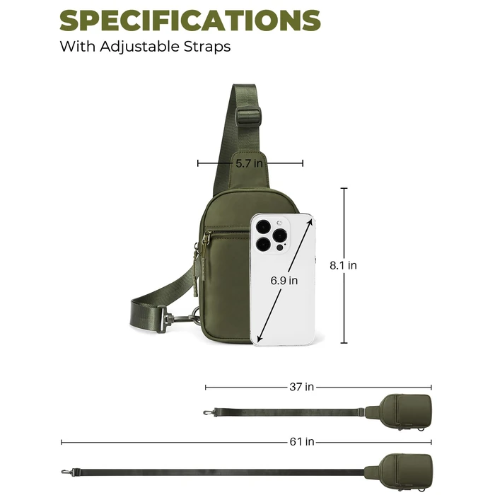 CHOLISS Small Sling Bag for Women and Men, Crossbody Bags Trendy Fanny Packs Chest Bag with Extended Strap, Green by CHOLISS - Image 6