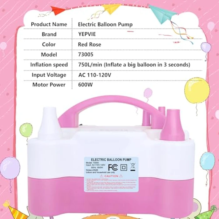 Electric Balloon Pump, Portable 2 Modes Balloon Blower Machine with 14 Ballon Arch Kits, Air Pump for Ballon, Balloon Inflator for Party Decoration (P i n k) by YEPVIE - Image 5