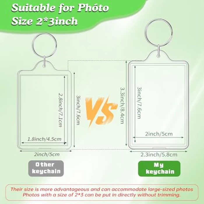 ZYFLSQ 18 Pcs Photo Keychain, Acrylic Picture Keychain Holder for Insert 2 x 3 Inch Photo, Personalised Keychains Photo Frame for Mother's Day, Blank Clear Keychains for DIY Craft Xmas Graduation Gift by ZYFLSQ - Image 5