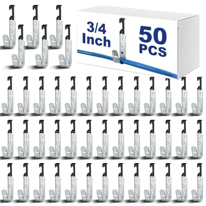 Zonon 50 Pcs 3/4 Inch Galvanized Steel J Hook with Bat Wing Heavy Duty Cable Support Straps Hangers for Hanging Cable Management to Ceiling Grid Wire & Threaded Rod by Zonon - Used - Like New condition