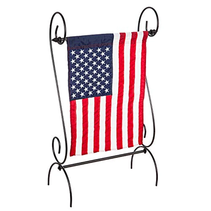 Evergreen Scroll American Garden Flag Stand | Premium Metal Iron Flag Holder Stand | Fits 12x18 Garden Flags for Outside | Weatherproof Outdoor by Evergreen Flag - Used - Very Good condition