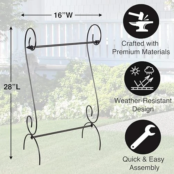 Evergreen Scroll American Garden Flag Stand | Premium Metal Iron Flag Holder Stand | Fits 12x18 Garden Flags for Outside | Weatherproof Outdoor by Evergreen Flag - Image 3