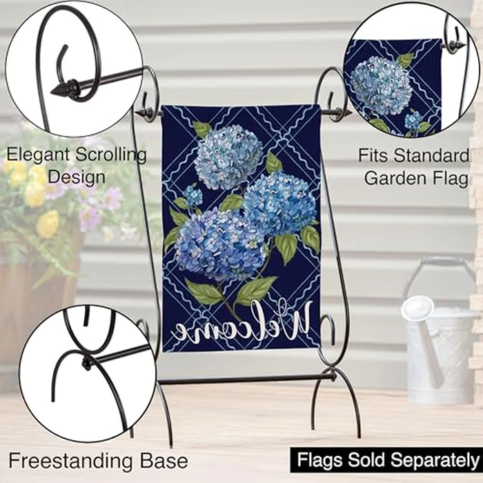 Evergreen Scroll American Garden Flag Stand | Premium Metal Iron Flag Holder Stand | Fits 12x18 Garden Flags for Outside | Weatherproof Outdoor by Evergreen Flag - Image 4