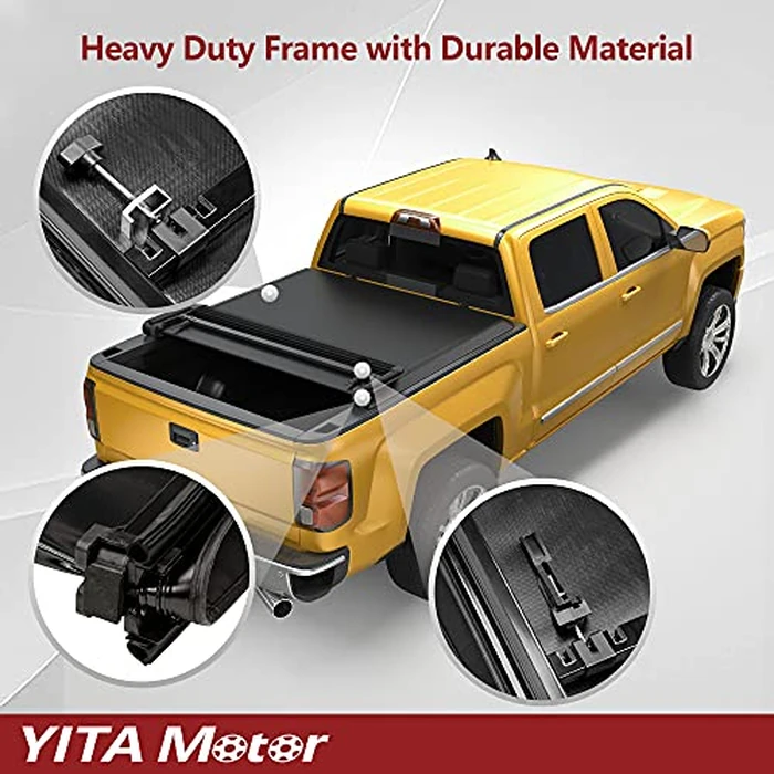 YITAMOTOR Soft Quad Fold Truck Bed Tonneau Cover Compatible with 2004-2015 Nissan Titan, Fleetside 6.5 ft Bed w/o Titan Box by YITAMOTOR - Image 3