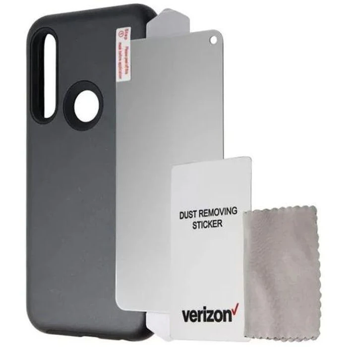 Verizon Rugged Phone Case and Blue Light Screen Protector for Motorola Moto G Power - Black by Verizon - Image 1