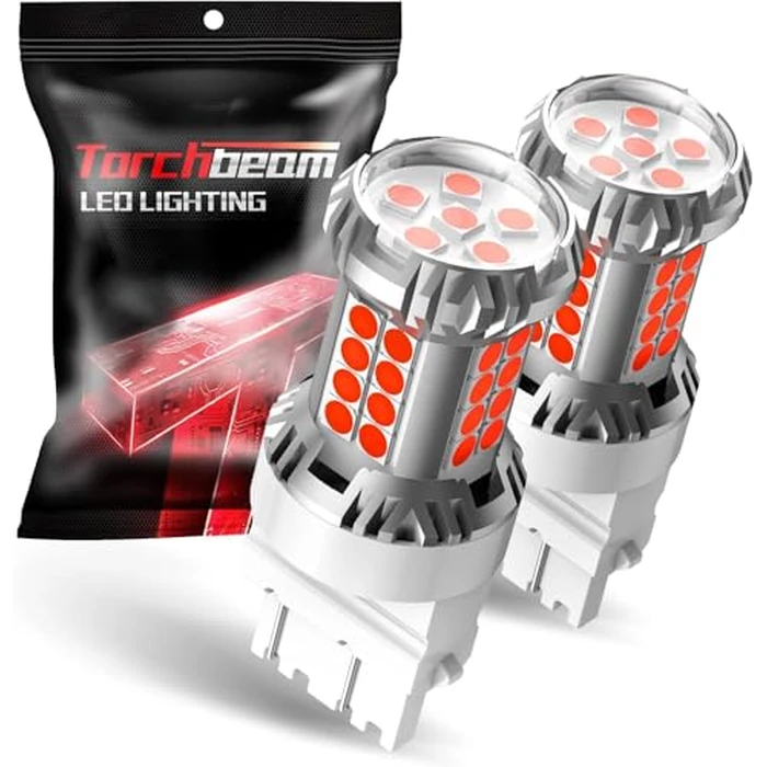 Torchbeam 3157 3156 LED Bulb Tail Brake Lights Red 600% Brighter, 3056 3057 4057 4157 3457 Brake Stop High Mount Stop Tail Taillights for Cars, Non-polarity, 3030 38-SMD, Pack of 2 by Torchbeam - Used - Like New condition - US$18.67