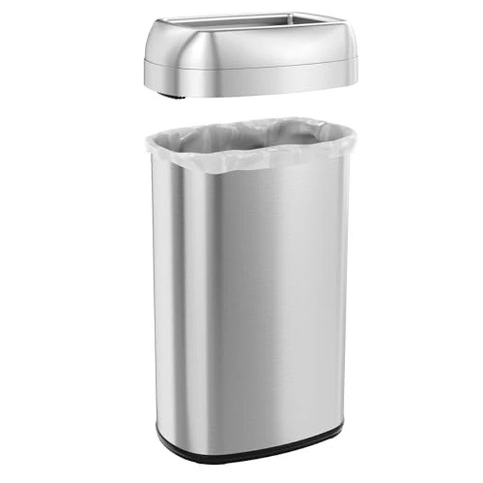 iTouchless 61 Liter / 16 Gallon Open Top Kitchen Trash Can & Recycle Bin with Double Odor Filters, Stainless Steel Commercial Grade Garbage Bin for Garage Home, Office, Restaurant, Restroom Store Dorm by iTouchless - Image 4