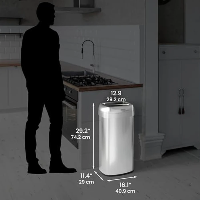 iTouchless 61 Liter / 16 Gallon Open Top Kitchen Trash Can & Recycle Bin with Double Odor Filters, Stainless Steel Commercial Grade Garbage Bin for Garage Home, Office, Restaurant, Restroom Store Dorm by iTouchless - Image 6