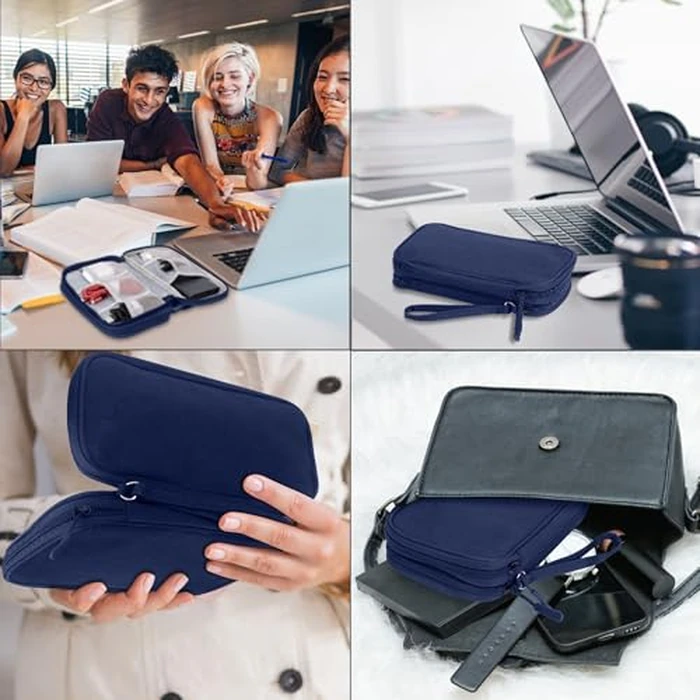 Arae Electronic Organizer, Travel Cable Organizer, Double Layers Portable Waterproof Pouch, Electronic Accessories Storage Case for Cable, Cord, Charger, Phone, Earphone (Dark Blue, S) by Arae - Image 6