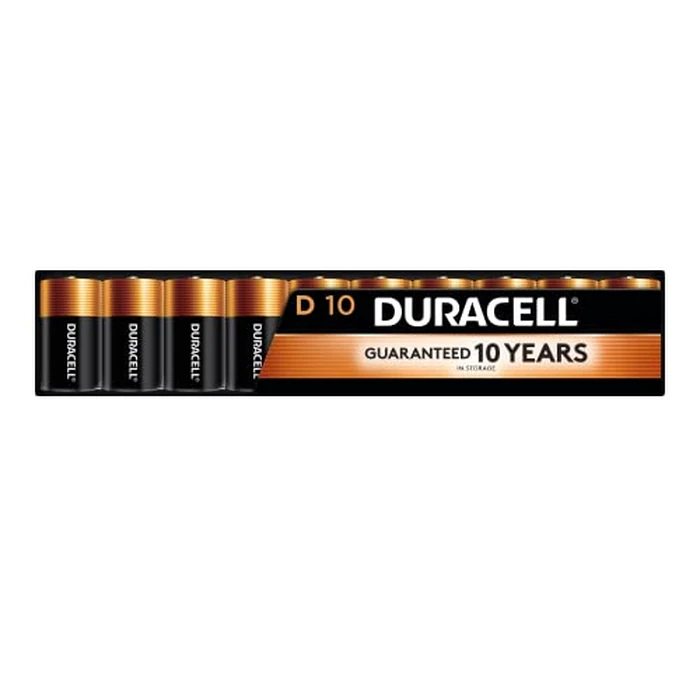 Duracell Coppertop D Batteries, 10 Count (1 Pack), D Battery with Long-Lasting Power, All-Purpose Alkaline Battery for Household and Office Devices by DURACELL - Used - Like New condition - US$16.98