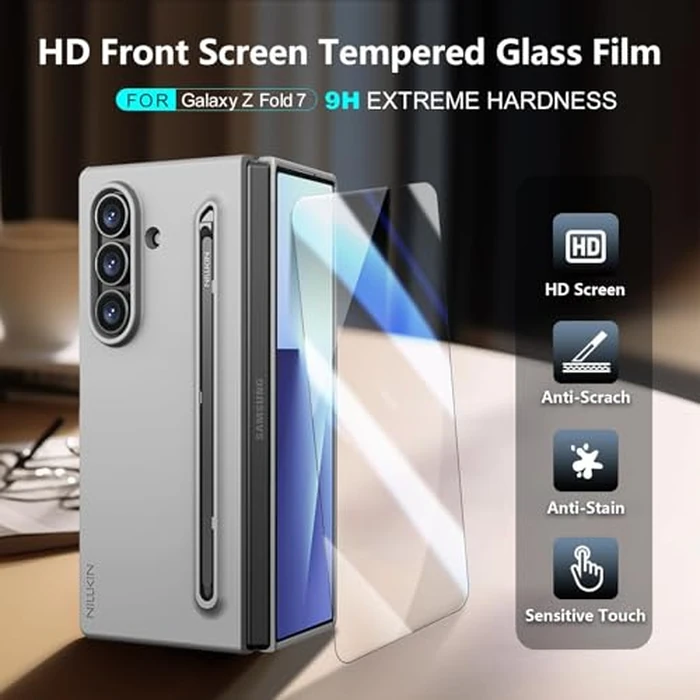 Nillkin for Samsung Galaxy Z Fold 7 Case with Upgraded Pen & Screen Protector, Fast Wireless Charging, Superior Liquid Silicone, Protective Slim Phone Case with Stylus for Galaxy Z Fold 7, Gray by Nillkin - Image 4