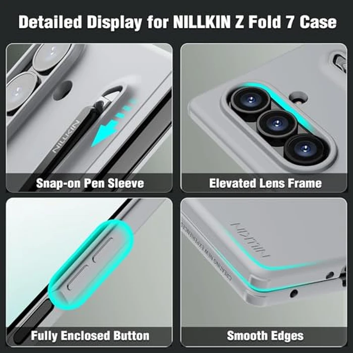 Nillkin for Samsung Galaxy Z Fold 7 Case with Upgraded Pen & Screen Protector, Fast Wireless Charging, Superior Liquid Silicone, Protective Slim Phone Case with Stylus for Galaxy Z Fold 7, Gray by Nillkin - Image 7