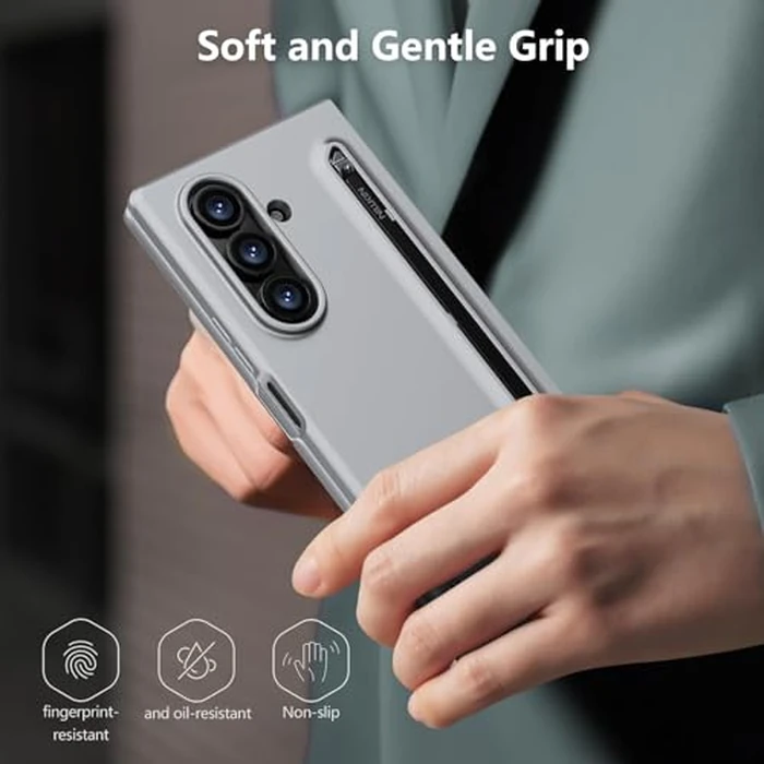 Nillkin for Samsung Galaxy Z Fold 7 Case with Upgraded Pen & Screen Protector, Fast Wireless Charging, Superior Liquid Silicone, Protective Slim Phone Case with Stylus for Galaxy Z Fold 7, Gray by Nillkin - Image 8