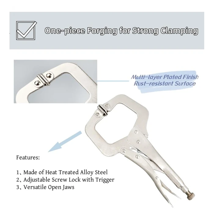 6 Inch C Clamp Locking, 6Pcs Heavy Duty Welding Clamps Pliers Set Vise Grip Clamps with Swivel Pad for Electrician Maintenance, Wood Working, Welding and Craftsmen Home Workshop by Haokixin - Image 3