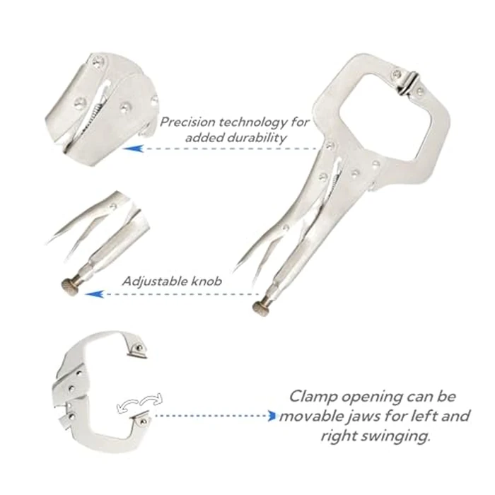 6 Inch C Clamp Locking, 6Pcs Heavy Duty Welding Clamps Pliers Set Vise Grip Clamps with Swivel Pad for Electrician Maintenance, Wood Working, Welding and Craftsmen Home Workshop by Haokixin - Image 4