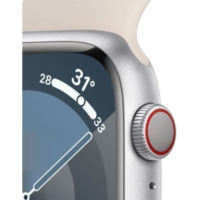Apple Watch Series 9 (GPS) - 64GB - 45mm - Silver Aluminum Case with Starlight Rubber Sport Band - Medium/Large Size by Apple - Image 3