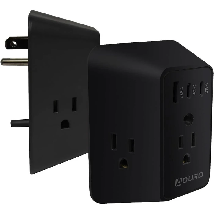 Aduro Multi Plug Outlet Extender Surge Protector Wall Charger - Black by Aduro - Refurbished - Excellent condition - US$22.99