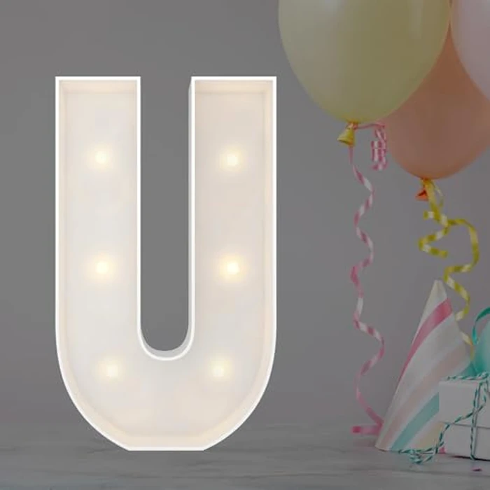 JoyBox Design 2FT Marquee Light Up Letters Numbers, Mosaic Balloon Frame, Party Decoration for Birthday, Wedding, Anniversary, Graduation - Letter U by JoyBox Design - Used - Very Good condition