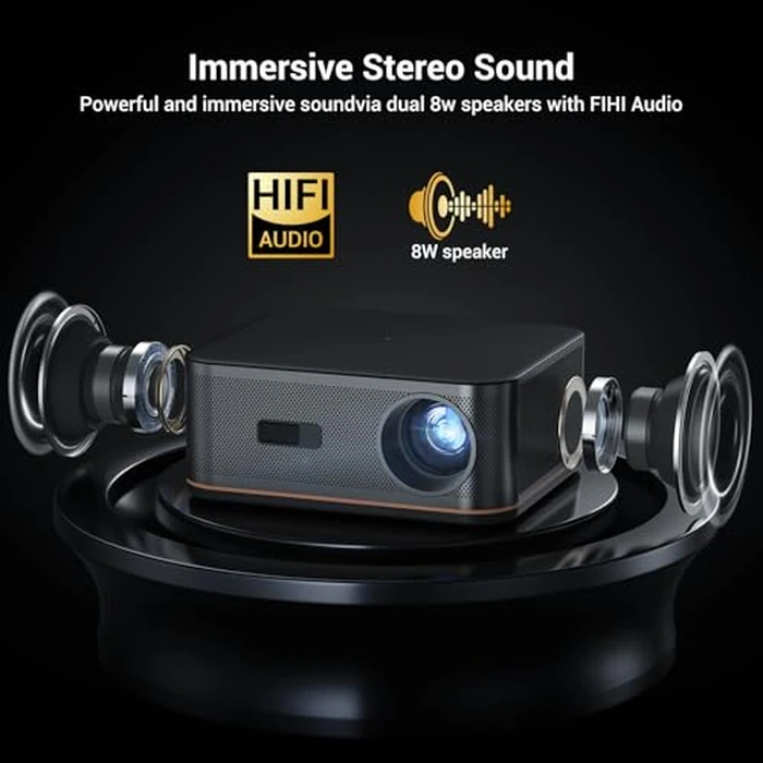 2000 ANSI 4K Decoding Projector with WiFi and Bluetooth, HAPPRUN Movie Home Theater with Auto Focus, 300'' Display for Indoor/Outdoor, Smart Proyector Compatible with Phone/TV Stick/PC/PS5 by HAPPRUN - Image 6