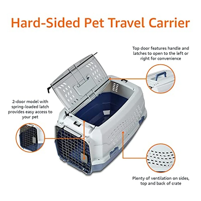 Amazon Basics Two-Door Top-Load Hard-Sided Pet Travel Carrier, 58.4 cm by Amazon Basics - Image 5