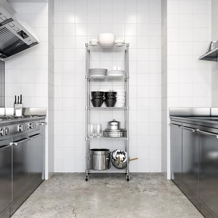 Seville Classics UltraDurable Heavy Duty NSF Solid Steel Wire Rack Storage Unit Organizer for Garage, Warehouse, Office, Restaurant, Classroom, Kitchen, 5-Tier Shelving, 24" W x 18" D by Seville Classics - Image 3