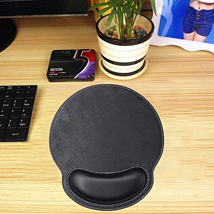 eyscar Leather Mouse Pad Wrist Support Ergonomic Memory Foam - Lightweight Rest Nonslip Mousepad for Office,Gaming,Computer, Laptop & Mac,at Home Or Work (Black) by eyscar - Image 3